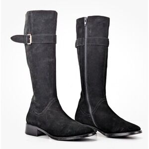 Sundance Women Made in Italy Black‎ Buckle Suede Knee Boots Sz EUR 37 US 6.5